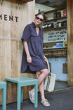 Relaxed Shirt Dress, WASHED BLACK TWILL - alternate image 1