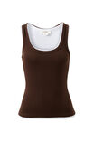 Skylar Layered Rib Tank, CHOC/WHITE - example image 2
