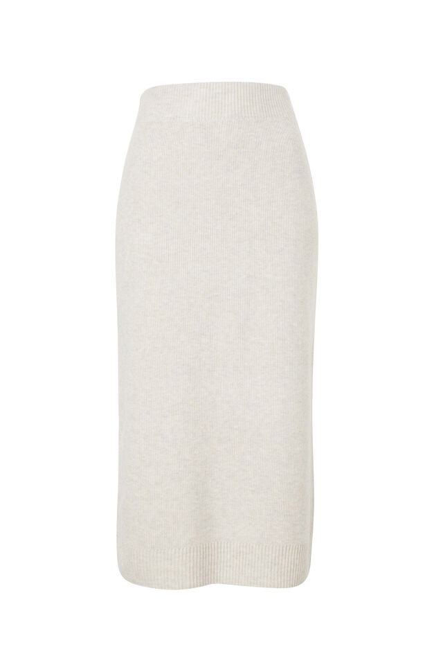 Soft Knit Tube Skirt In Recycled Blend, OATMEAL MARLE