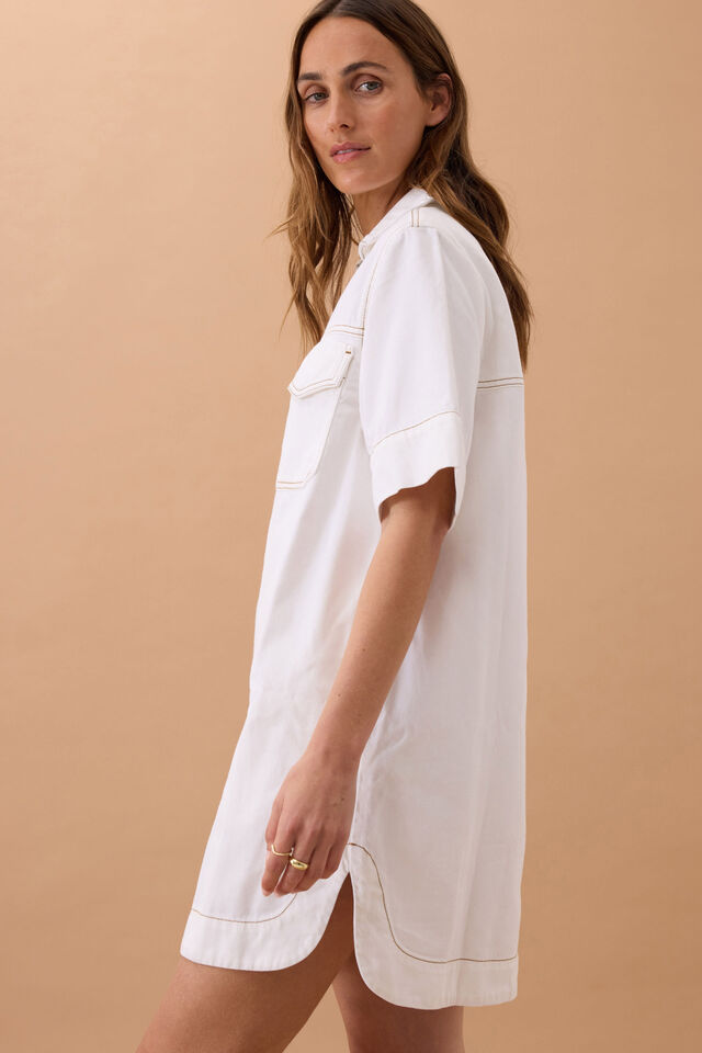 Sammy Relaxed Shirt Dress, FRESH ECRU