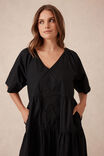 Tiered Poplin Midi Dress, BLACK - alternate image 4