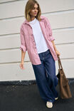 Peta Oversized Shirt, PINK CLAY STRIPE - alternate image 4