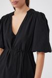 Tunic Dress In Cotton Linen Blend Eh, BLACK - alternate image 3