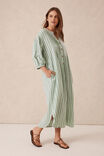 Crinkle Midi Dress, GRASS GREEN WHITE STRIPE - alternate image 7
