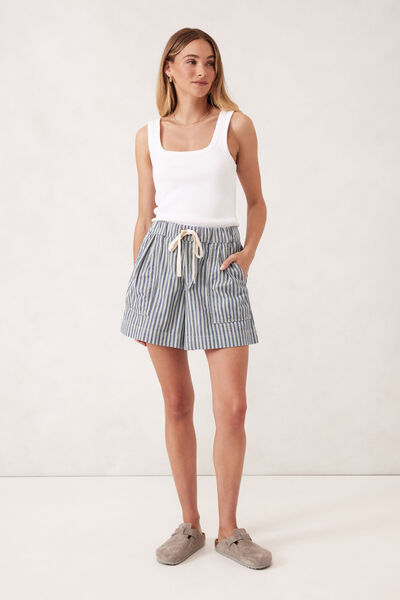 Relaxed Everyday Short, LAGOON BLUE STRIPE