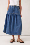 Drop Waist Denim Midi Skirt, FRESH INDIGO - alternate image 4