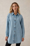 Longline Denim Shirt, VINTAGE BLUE - alternate image 7
