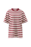 Lola Longline Step Hem Tee, BURGUNDY/MILK STRIPE - example image 2