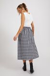 Midi Skirt In Cotton Linen Blend, BLACK WHITE GINGHAM - alternate image 3