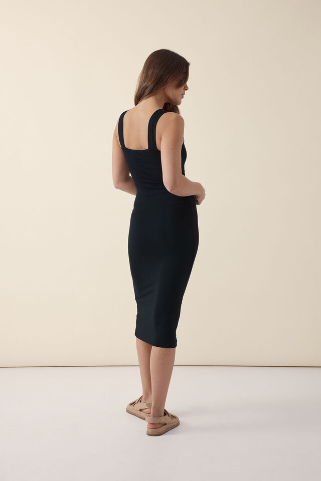 Double Layer Tank Dress In Bamboo Jersey, BLACK