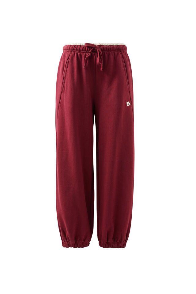 Bowie Barrel Leg Trackpant, BURGUNDY CONTRAST BUFF BIND