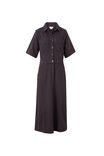 Short Sleeve Denim Maxi Shirt Dress, WASHED BLACK TWILL - alternate image 2