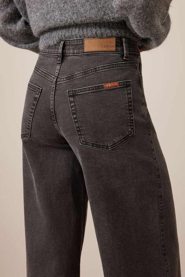 Evie Wide Leg Jean, WASHED BLACK