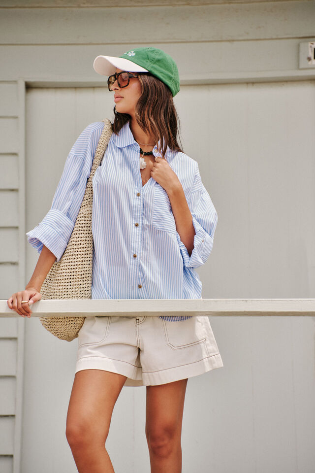 Miya Shirt, BLUE STRIPE FISH