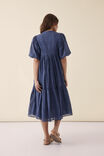 Tie Front Midi Dress In Organic Cotton Voile, SMOKE BLUE - alternate image 3