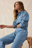 Long Sleeve Soft Denim Jumpsuit, VINTAGE BLUE - alternate image 5
