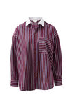 Peta Oversized Shirt, BURGUNDY WASHED NAVY STRIPE WHITE COLLAR - alternate image 2