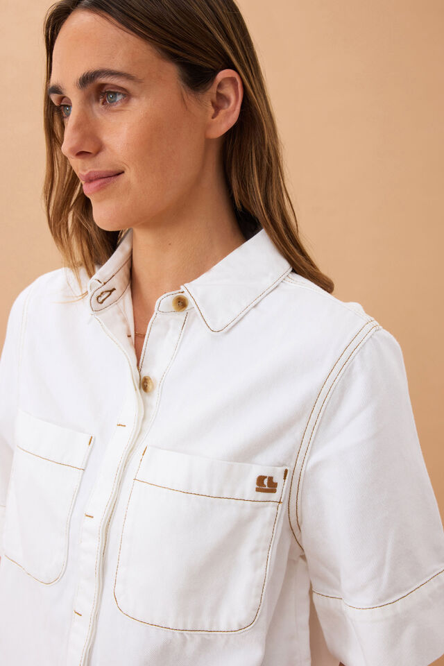 Noa Short Sleeve Shirt, FRESH ECRU