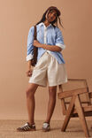 Sylvie Longline Pleat Denim Short, NATURAL ECRU - alternate image 6