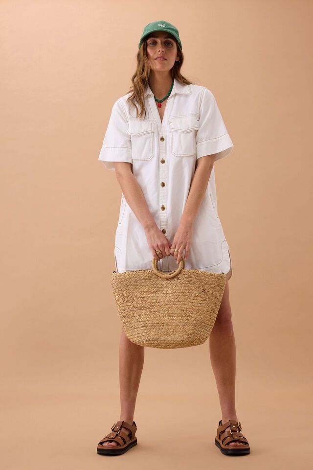 Sammy Relaxed Shirt Dress, FRESH ECRU
