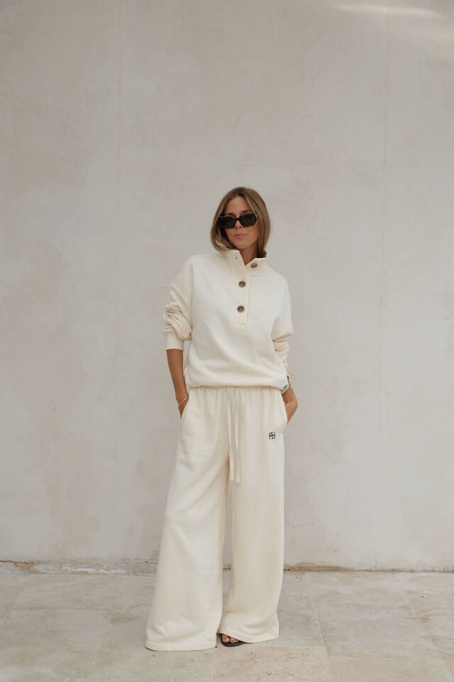 Ivy Wide Leg Trackpant, MARSHMALLOW