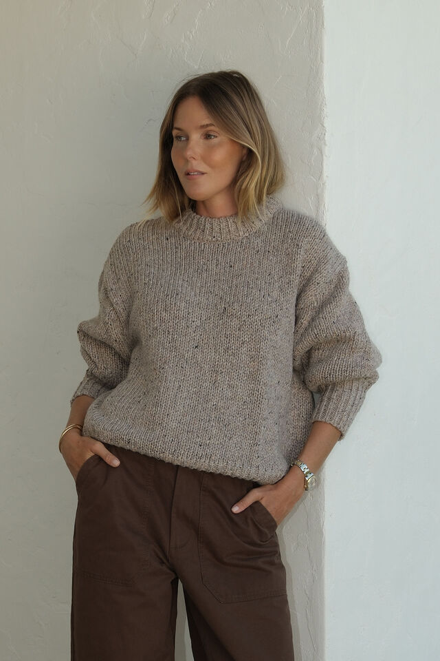 Lofty Knit Crew, TAUPE FLECK