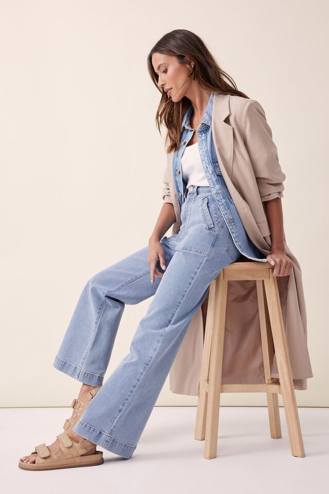 Patch Pocket Flare Jean, VINTAGE BLUE WITH ORGANIC COTTON