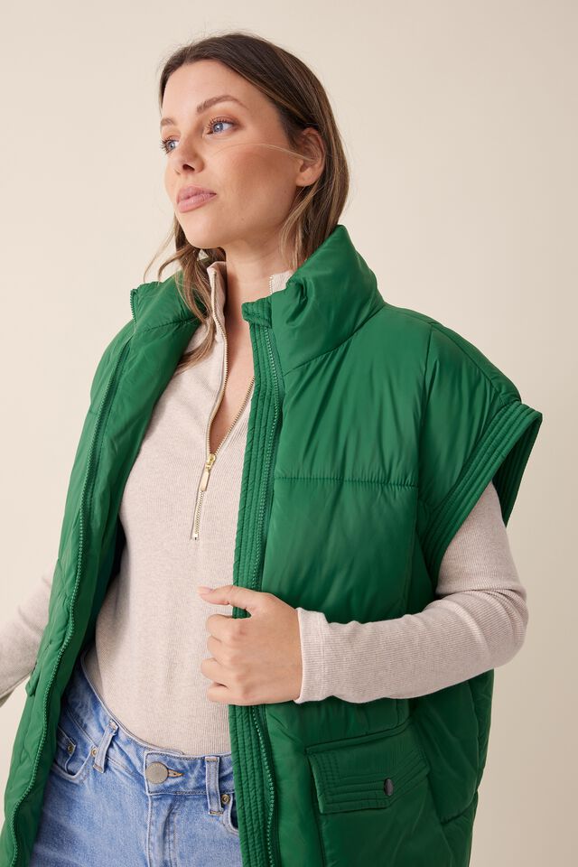 Recycled Puffer Vest, WINTER GREEN