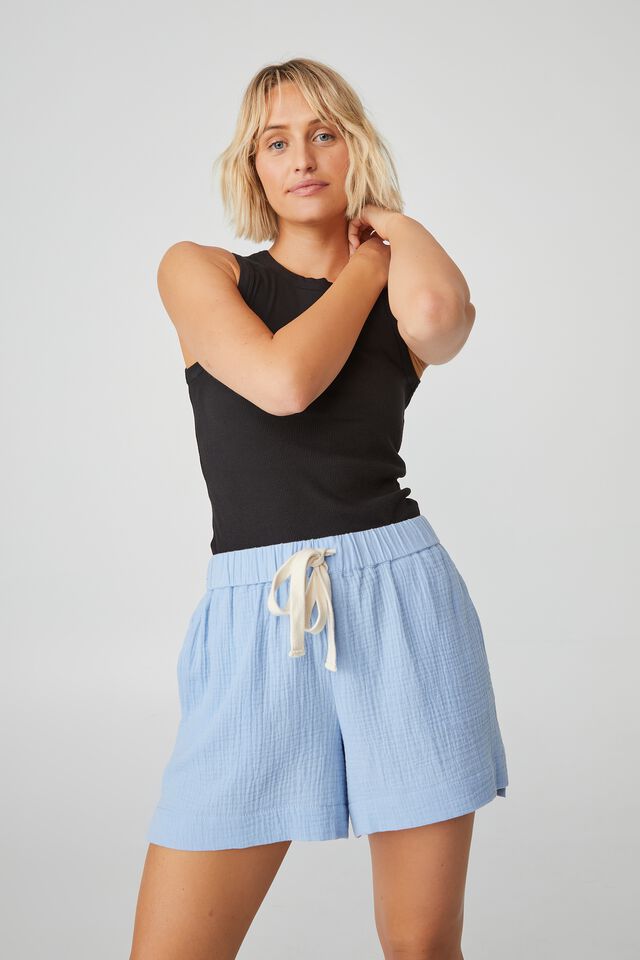 Relaxed Short In Rescue Fabric, SEA BLUE