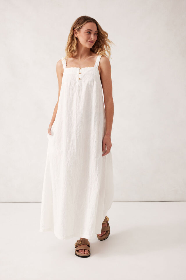 Folk Midi Dress, WHITE