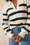 Collared Soft Knit, WINTER WHITE/BLACK STRIPE - alternate image 5