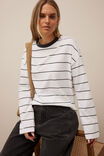 Scout Slouchy Long Sleeve  Tee, WHITE PHANTOM FINE STRIPE - example image 6