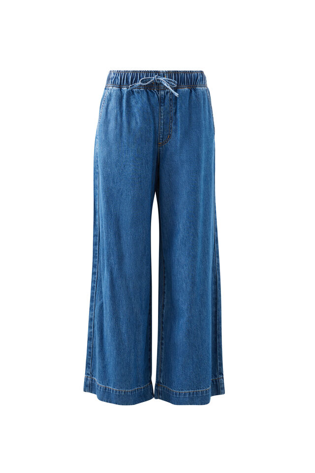 Andie Wide Leg Drawstring Pant, FRESH INDIGO