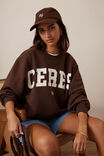 Isla Oversized Slouchy Crew, CHOCOLATE HERITAGE LOGO - example image 7
