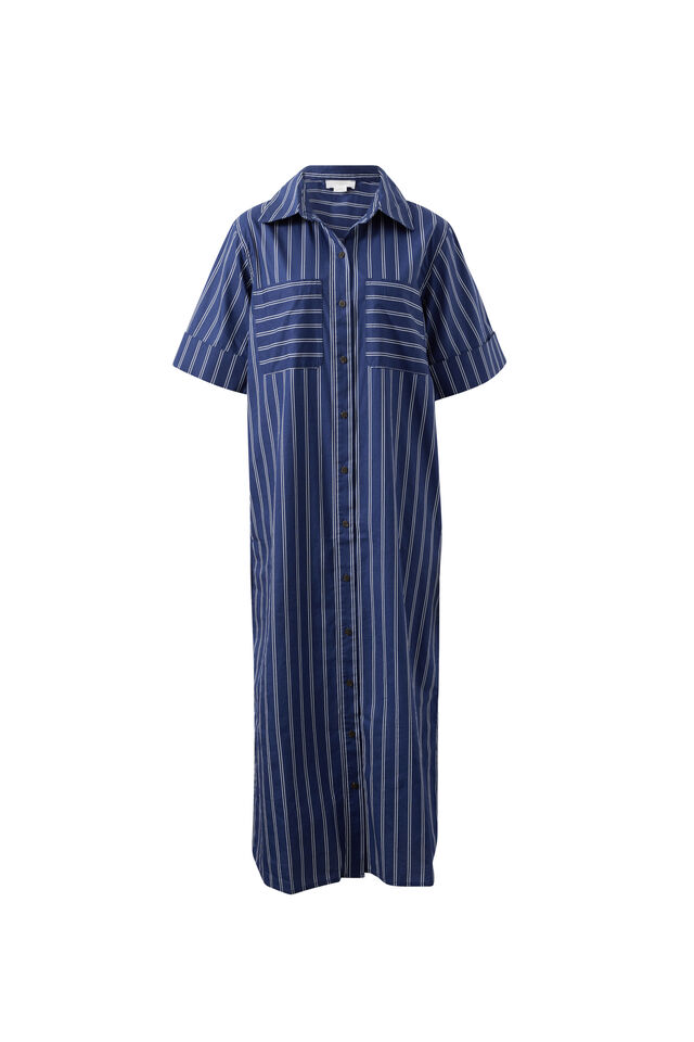 Samara Midi Shirt Dress, PRUSSIAN BLUE STRIPE