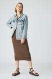 Organic Cotton Knit Midi Skirt, BROWN - alternate image 1