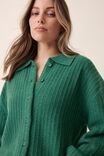 Soft Cropped Collared Cardigan In Recycled Blend, LAWN GREEN - alternate image 4