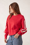 Sporty Slouchy Crew, HERITAGE RED SIDE STRIPE - alternate image 4