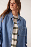 Maeve Longline Panelled Denim Shirt, MID VINTAGE BLUE - alternate image 4