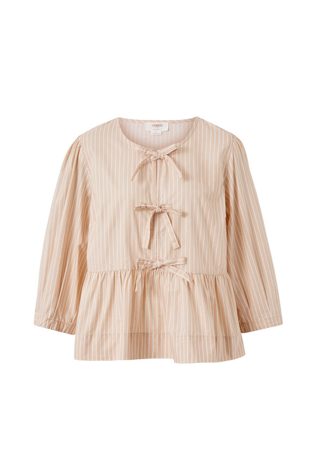 The Tie Top, TAUPE STRIPE