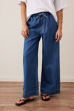 Andie Wide Leg Drawstring Pant, FRESH INDIGO - example image 1