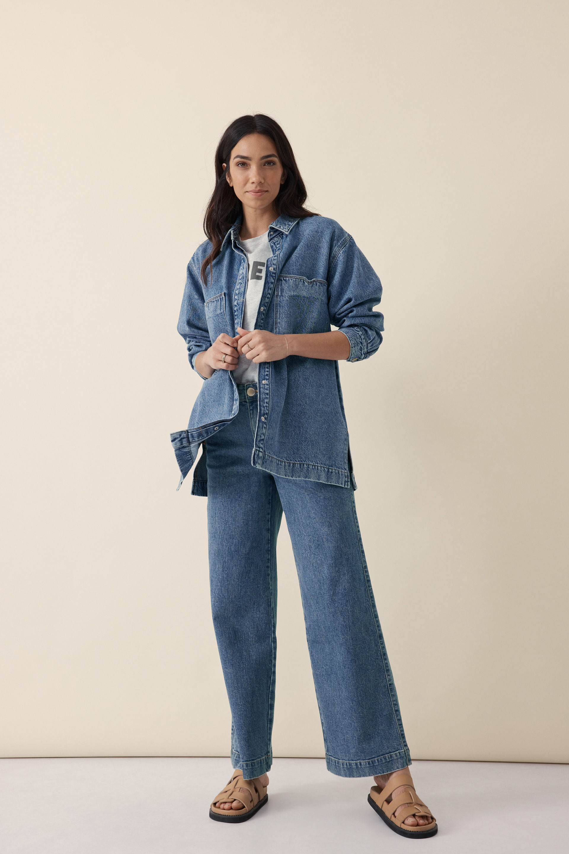 Longline denim cheap jacket h&m
