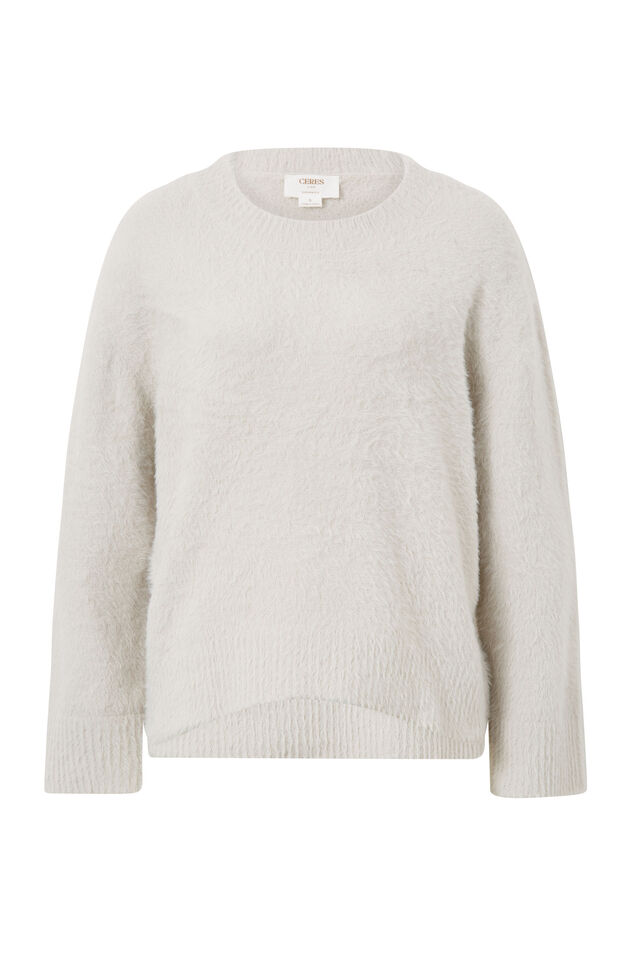 Fluffy Cocoon Knit, ALMOND