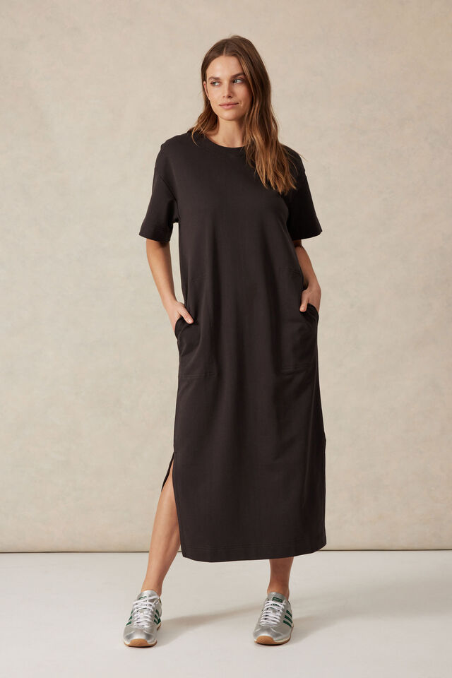 Midi Terry Dress, PHANTOM