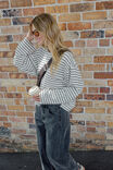Beau Long Sleeve Slouchy Tee, MILK/BRUNETTE BROWN STRIPE - alternate image 1