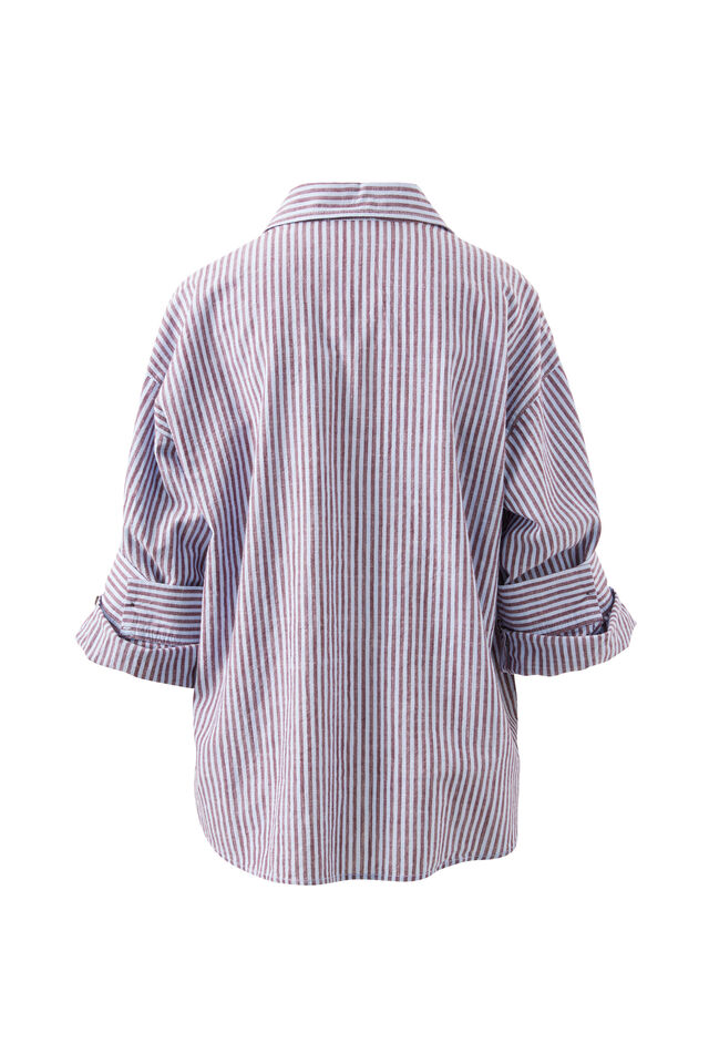 Miya Shirt, WINE BLUE SMALL STRIPE