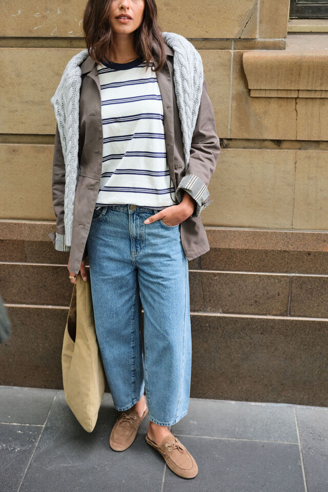 Maggie Tapered Barrel Jean, MID VINTAGE BLUE