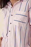 Oversized Poplin Shirt, PINK BLUE STRIPE ORGANIC COTTON - alternate image 6