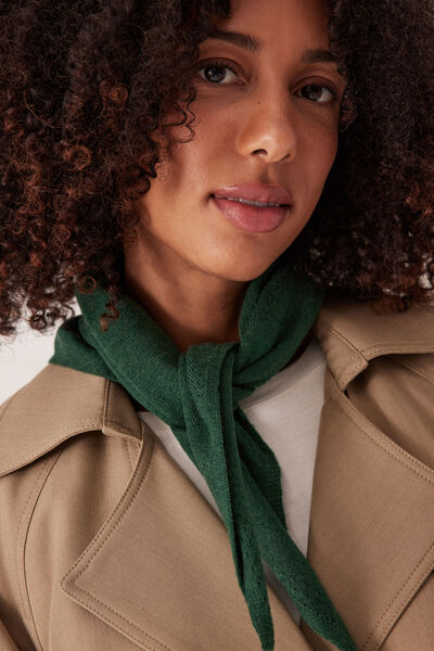 Soft Knit Triangle Scarf, PINE GREEN