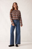 Slouchy Long Sleeve  Tee, CHALK/CHOC RETRO STRIPE - alternate image 5